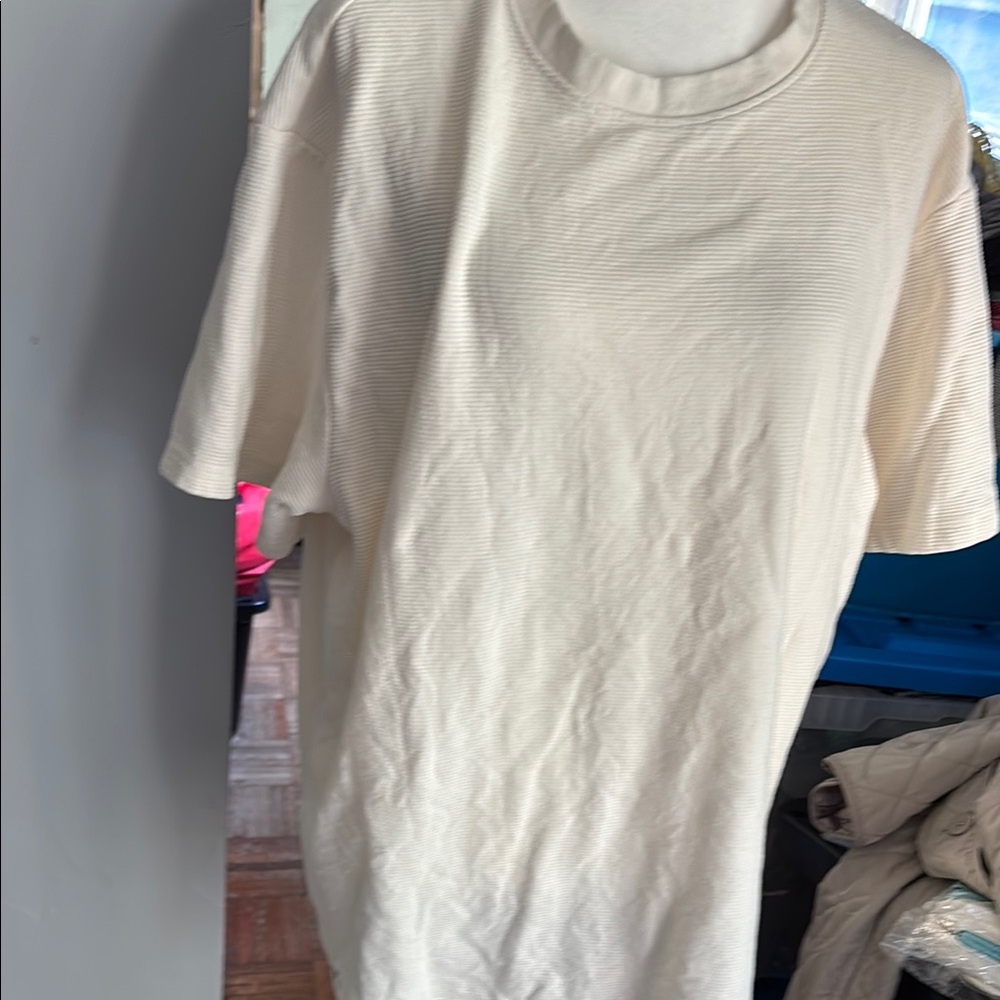 Kangol ribbed Cream Short Sleeve Tee Classic Crew